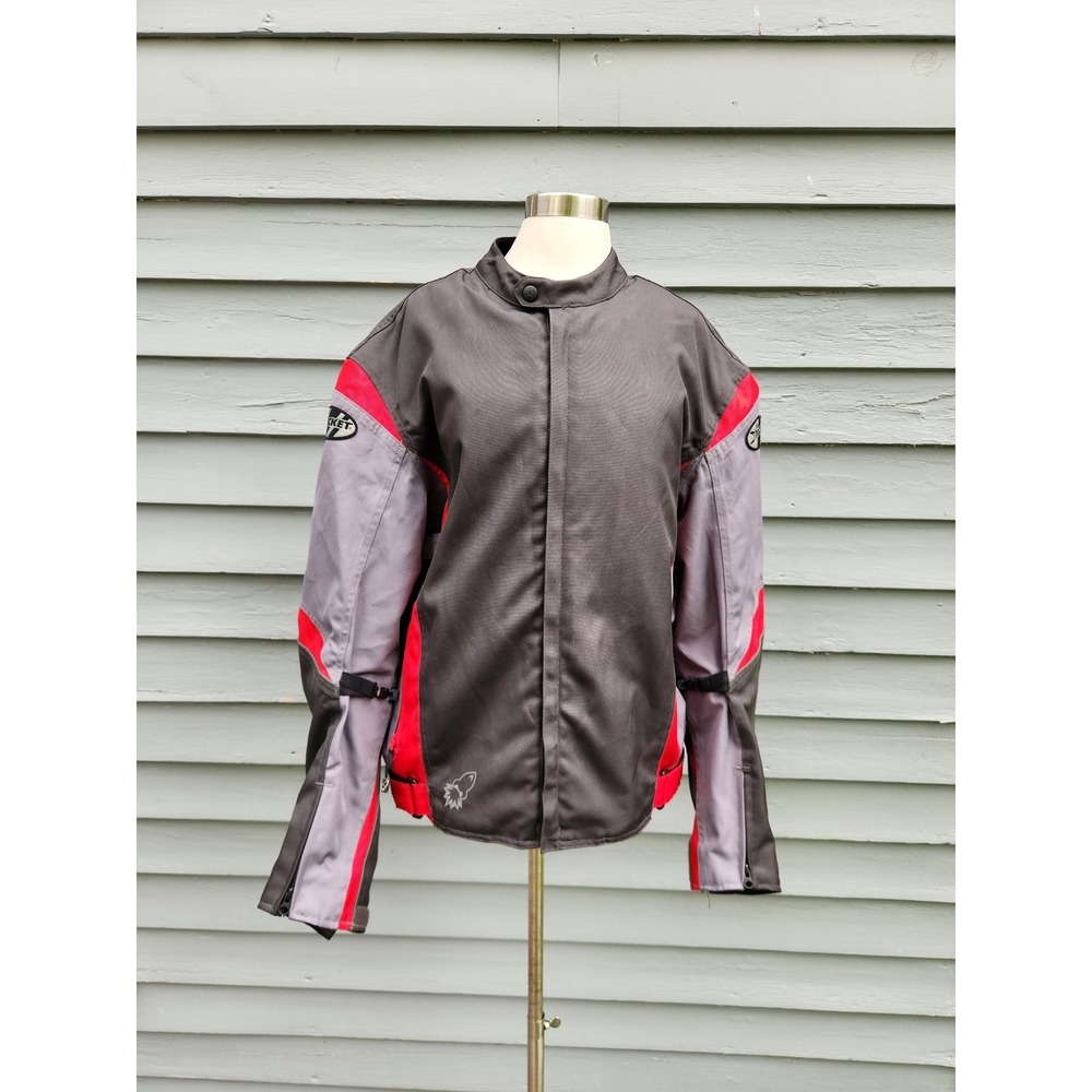 Joe Rocket Motorcycle Jacket Black Grey Red Textile Padded XL